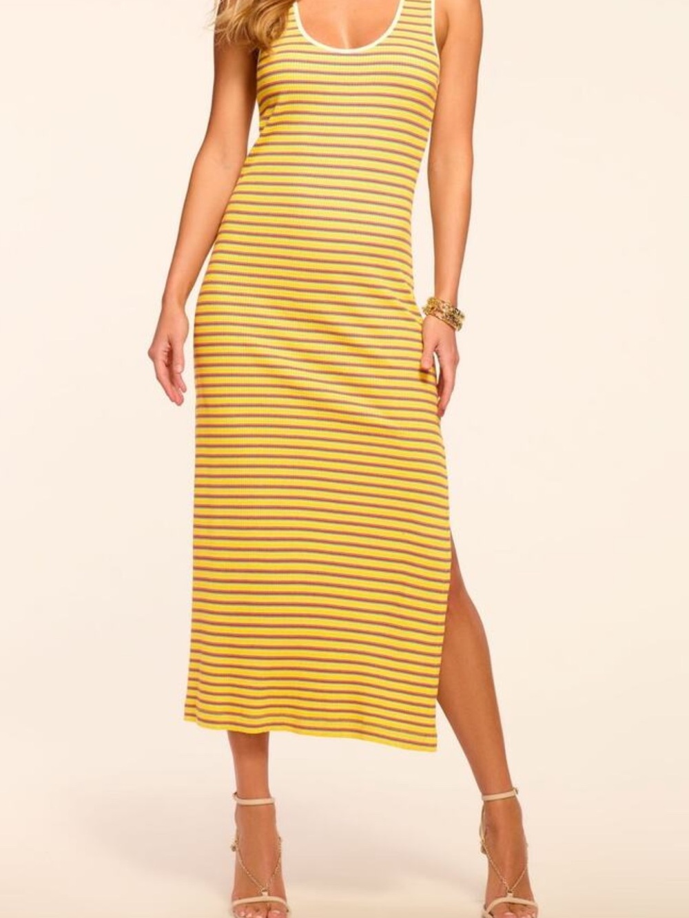 Ramy Brook Yellow and White Striped Maxi Skirt